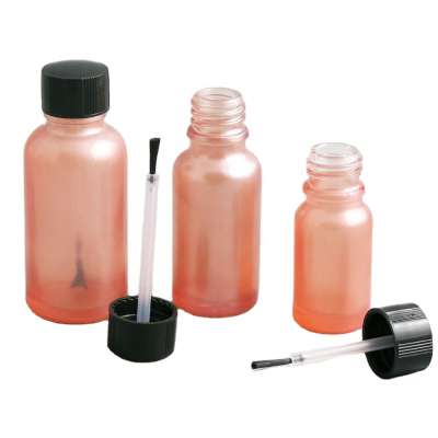 empty refillable paint pink glass nail polish bottle 10ml 30ml 50ml cosmetic packaging container with black plastic brush cap